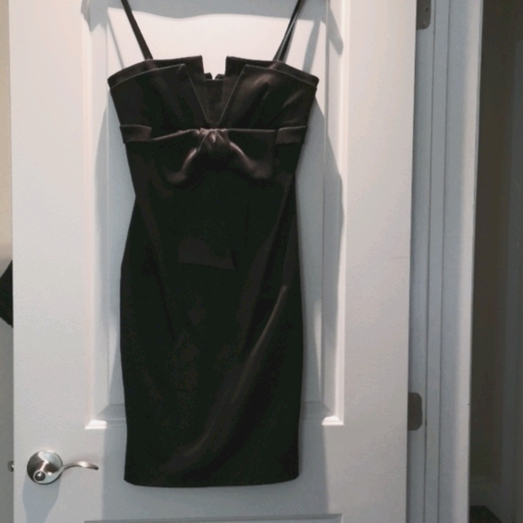 NWOT Midi black cocktail dress with bow - Picture 1 of 15
